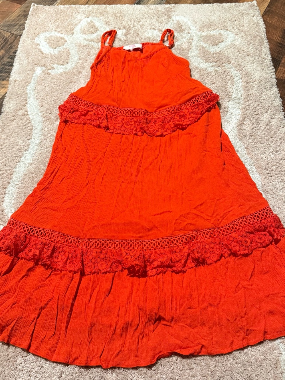 GB Kids Bright Orange Lace-Trim Sundress
